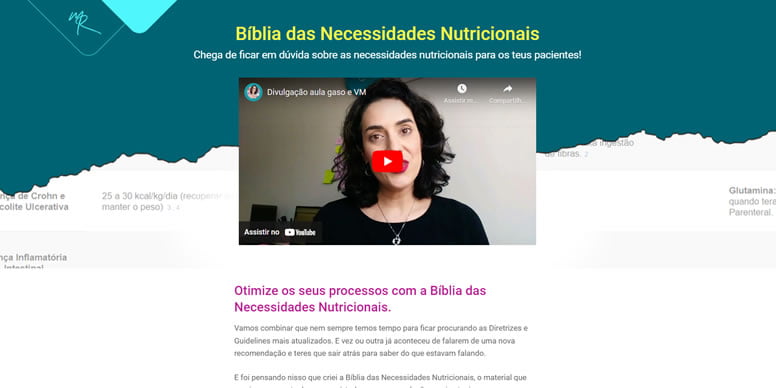 Landing page profissional de alta conversão para nutricionista.