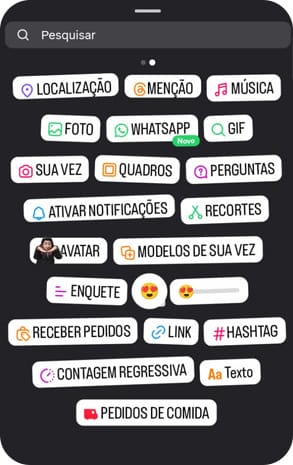 Formas de engajamento que o Instagram oferece.